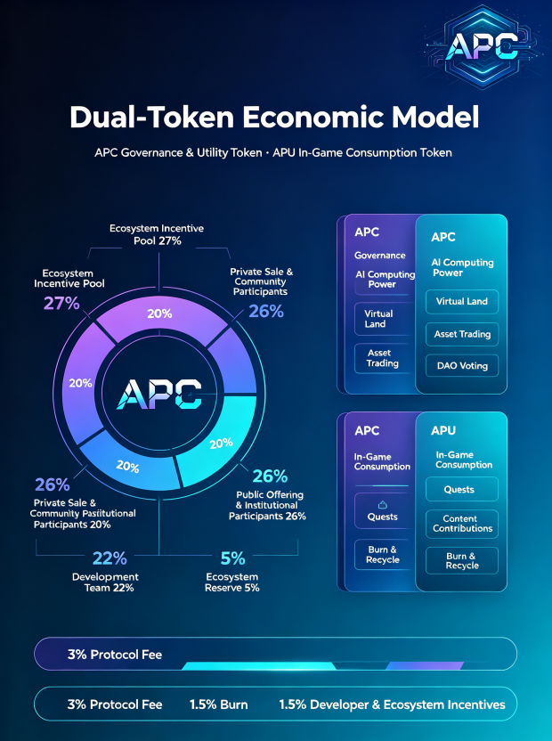 APC dual-token economic model infographic